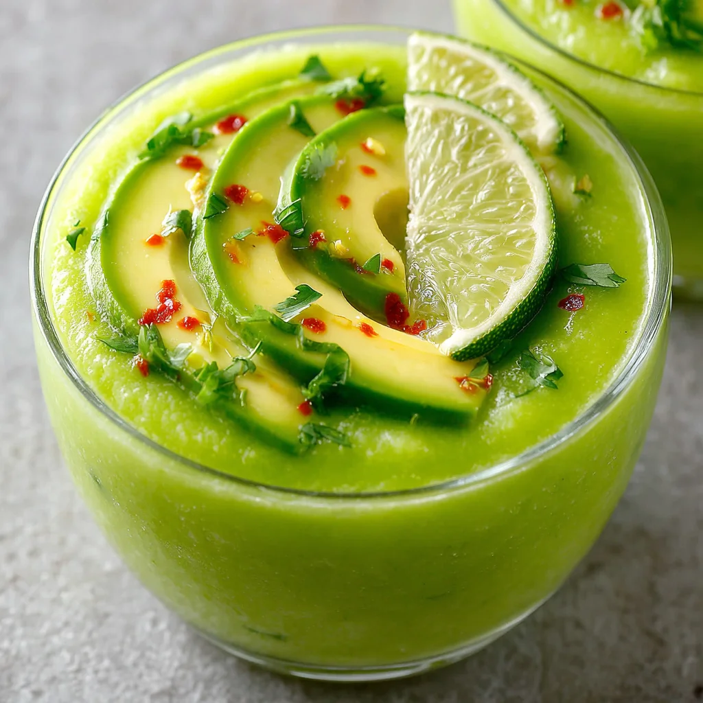 Chilled Avocado and Cucumber Soup with Lemongrass