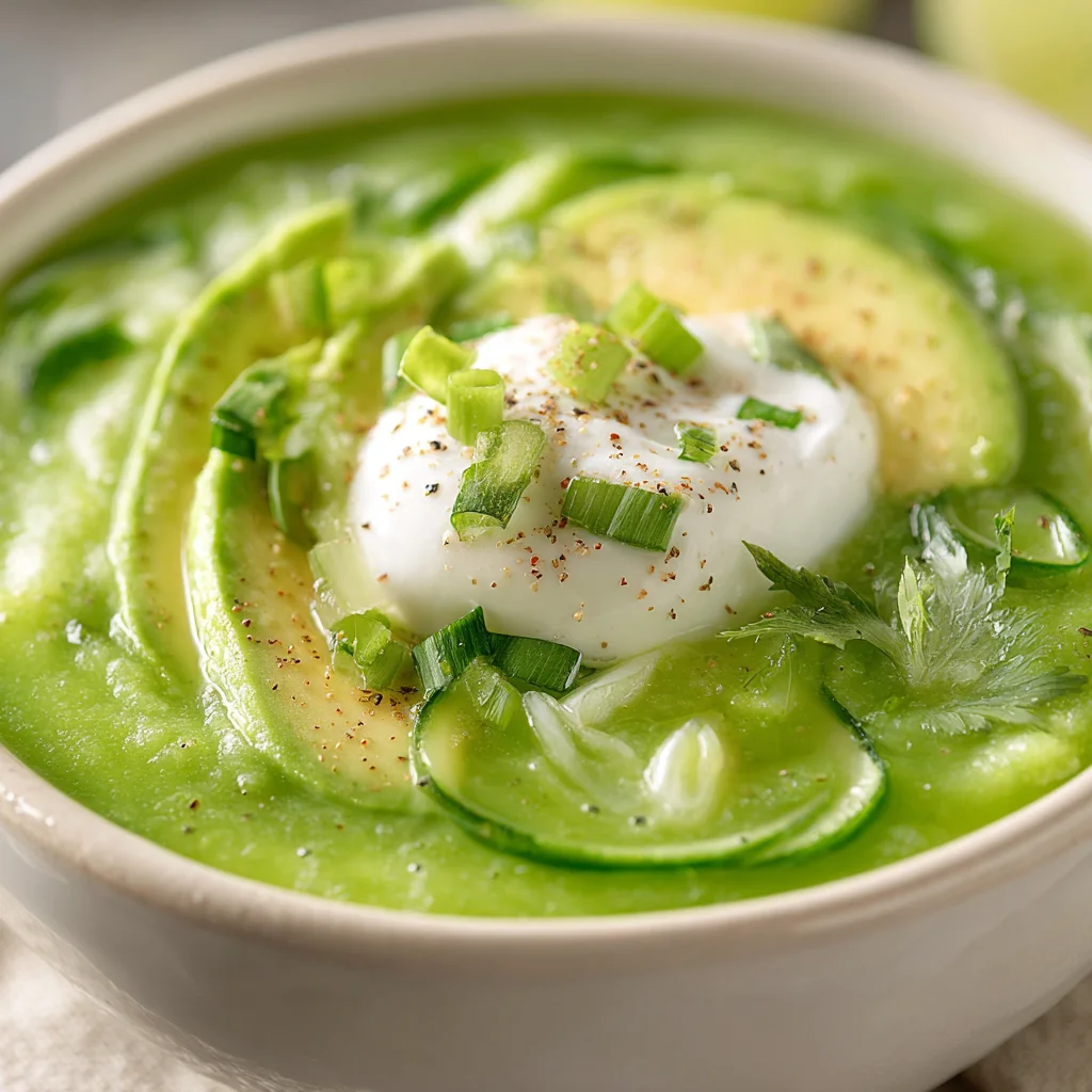 Chilled Avocado and Cucumber Soup with Lemongrass