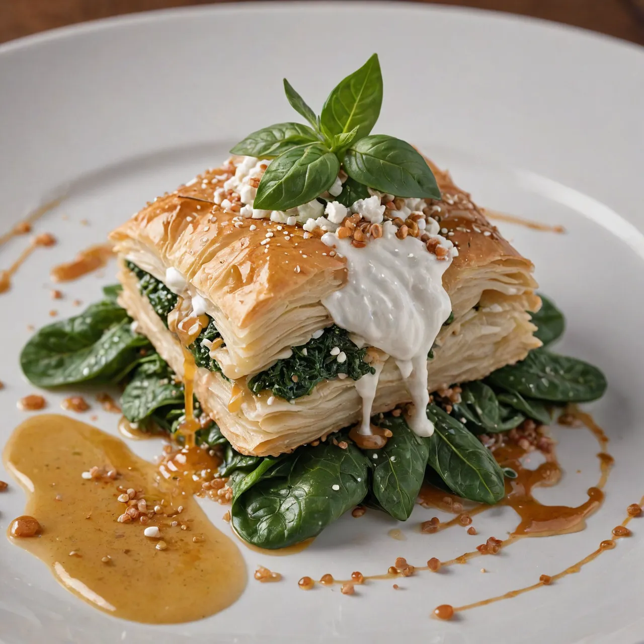 cuisfera 20 Deconstructed Spanakopita with Phyllo Crisps and Feta Mousse