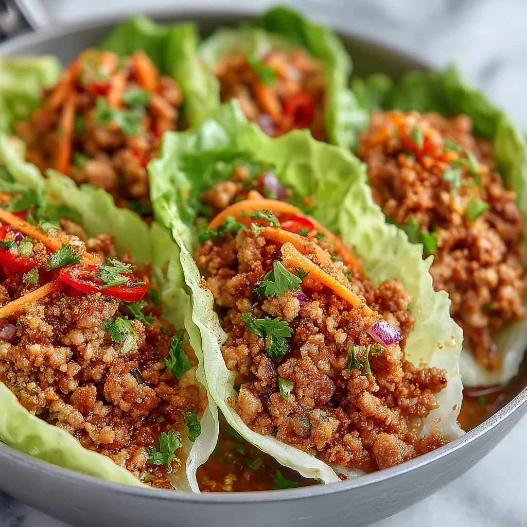 8. Spicy Larb Gai Lettuce Cups with Toasted Rice Powder